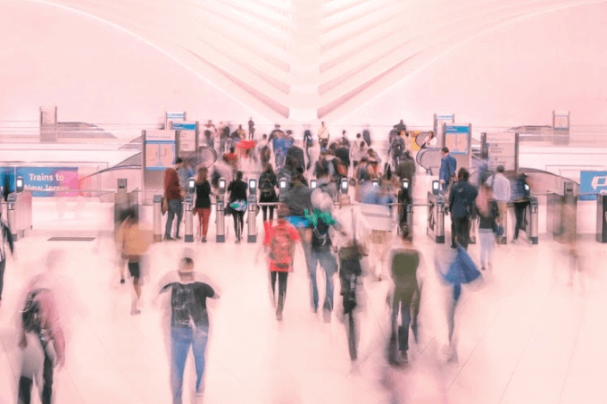 Busy PATH station at World Trade Center