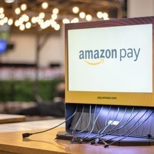 amazon pay trade show tabletop branded charging station video screen