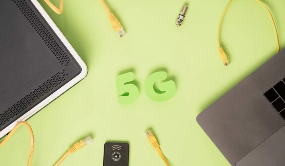 top view 5g characters with ethernet cables
